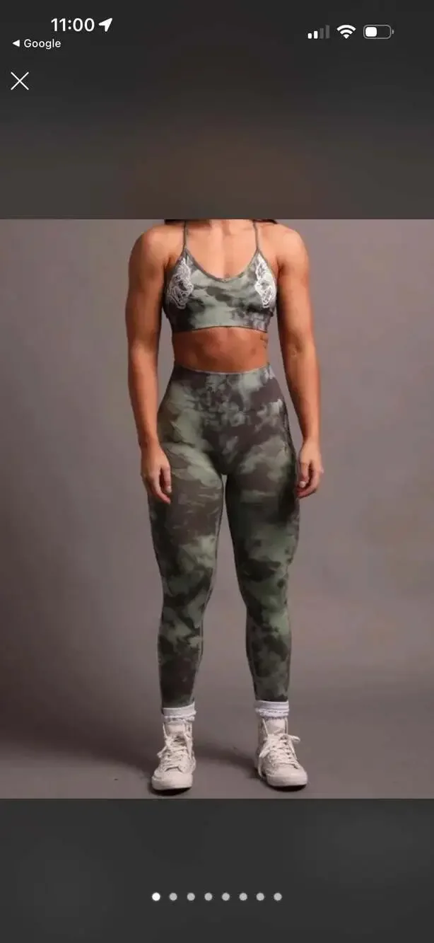 Darc Sport Everson Seamless Leggings in Green Marble Tie-Dye